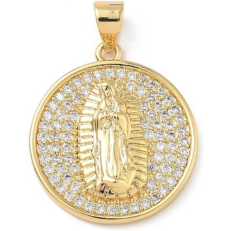 Pendentif en laiton avec zircon cubique micro pavé, Vierge Marie, plaqué or 18K — Breloques et pendentifs