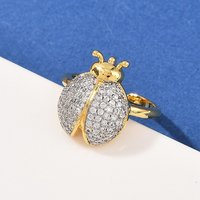 Brass Micro Pave Cubic Zirconia Ladybug Cuff Ring for Women — Costume Jewelry