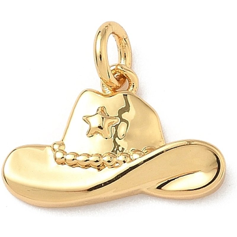 Brass Hat Pendant with Jump Ring, 18K Gold Plated — Charms & Pendants