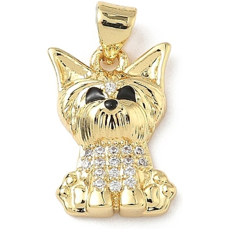 Pendentif Bulldog en Zircon Cubique Micro Pave en Laiton, Plaqué Or 18K — Breloques et pendentifs
