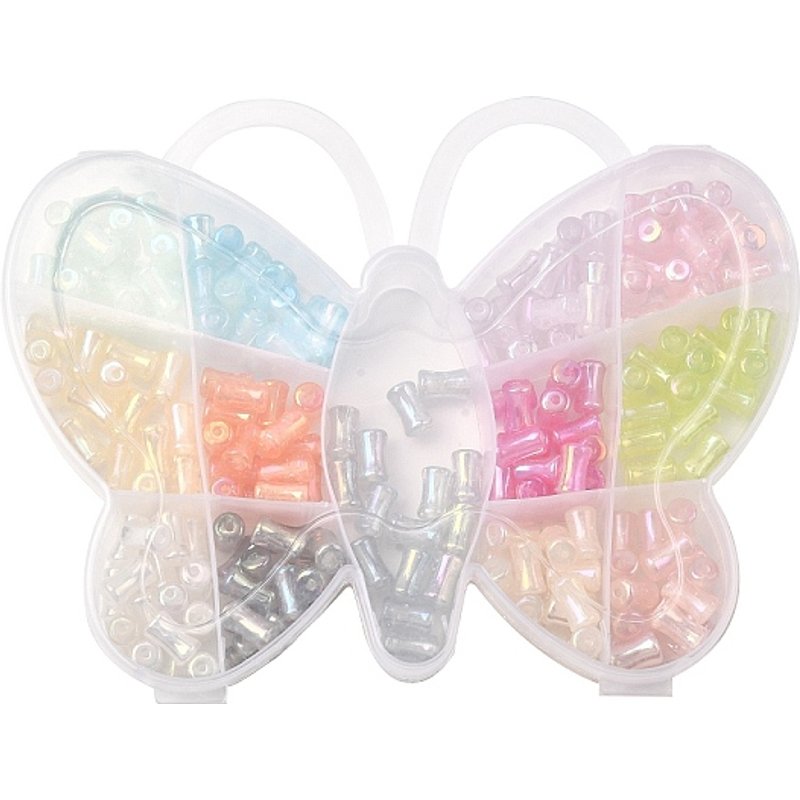 195Pcs Bamboo Resin Beads with Plastic Box, Mixed Colors