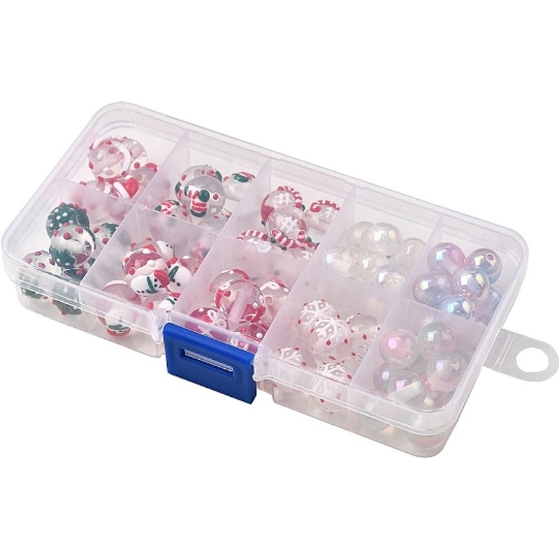 65Pcs Christmas Theme Resin Enamel Beads with Plastic Box — Jewelry Beads