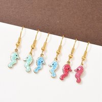 Ocean Series Stainless Steel Enamel Dangle Earrings, 18K Gold Plated — Costume Jewelry