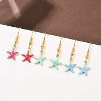 Ocean Series 304 Stainless Steel Enamel Starfish Dangle Earrings — Costume Jewelry