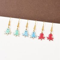 Ocean Series Stainless Steel Enamel Dangle Earrings, 18K Gold Plated — Costume Jewelry