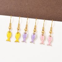 Ocean Series Stainless Steel Enamel Dangle Earrings, 18K Gold Plated — Costume Jewelry