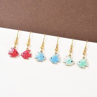 Ocean Series Stainless Steel Enamel Dangle Earrings, 18K Gold Plated — Costume Jewelry