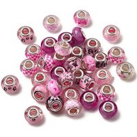 Printed Transparent Resin European Rondelle Beads with Silver Cores — Jewelry Beads