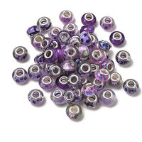 Printed Transparent Resin European Rondelle Beads with Silver Cores — Jewelry Beads