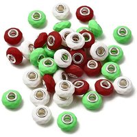 Spray Painted Faceted Resin European Beads with Silver Cores
