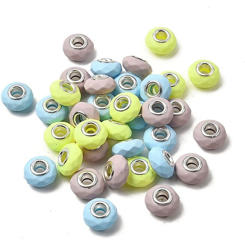 Spray Painted Faceted Resin European Beads with Silver Cores — Jewelry Beads