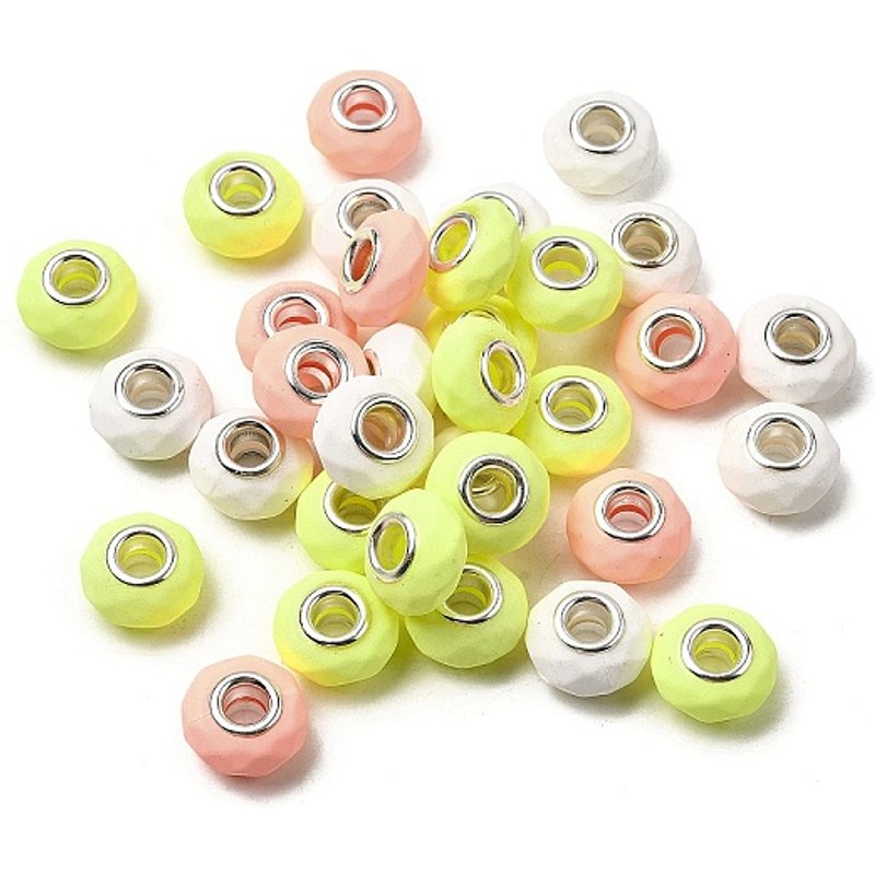 Spray Painted Faceted Resin European Beads with Silver Cores — Jewelry Beads