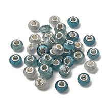 Faceted Resin European Beads with Silver Plated Brass Cores