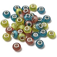 Faceted Resin European Beads with Silver Plated Brass Cores