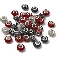Faceted Resin European Beads with Silver Color Plated Cores