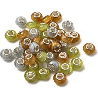 Faceted Resin European Beads with Silver Color Plated Cores