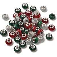 Faceted Resin European Beads with Silver Plated Brass Cores