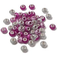 Faceted Resin European Beads with Silver Color Plated Cores