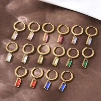 304 Stainless Steel Rectangle Hoop Earrings with Glass Beads — Hoop Earrings