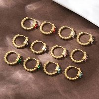 304 Stainless Steel Square Hoop Earrings with Glass Beads — Hoop Earrings