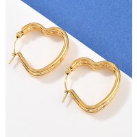 304 Stainless Steel Heart Hoop Earrings, 18K Gold Plated
