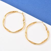 304 Stainless Steel Hoop Earrings, 18K Gold Plated, 41.5-43mm — Hoop Earrings