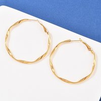 304 Stainless Steel Hoop Earrings, 18K Gold Plated, 52mm Diameter — Hoop Earrings