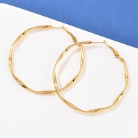 304 Stainless Steel Hoop Earrings, 18K Gold Plated, 60mm — Hoop Earrings