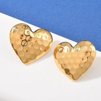 304 Stainless Steel Heart Stud Earrings, 18K Gold Plated — Costume Jewelry