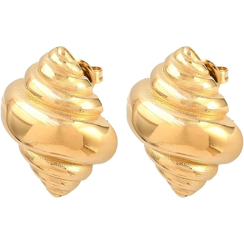 304 Stainless Steel Conch Stud Earrings with 18K Gold Plating — Costume Jewelry