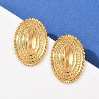304 Stainless Steel Oval Stud Earrings with 18K Gold Plating — Costume Jewelry