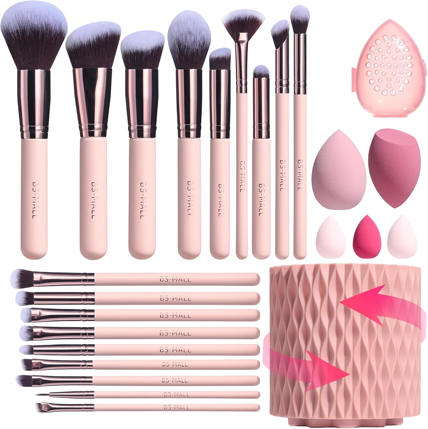 makeup brush set: BS-MALL Makeup Brushes Premium Synthetic Foundation Powder Concealers Eye Shadows 18 Pcs Brush…