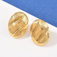 Boucles d'oreilles à clou ovales en acier inoxydable 304, plaquées or 18K