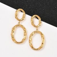 304 Stainless Steel Oval Dangle Stud Earrings, 18K Gold Plated — Costume Jewelry