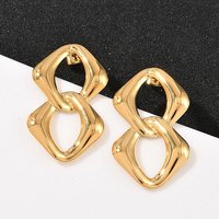 304 Stainless Steel Rectangle Stud Earrings, 18K Gold Plated — Costume Jewelry