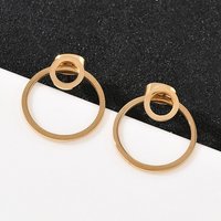 304 Stainless Steel Ring Stud Earrings with 18K Gold Plating — Costume Jewelry
