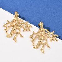 304 Stainless Steel Coral Stud Earrings with 18K Gold Plating — Costume Jewelry
