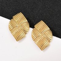 304 Stainless Steel Woven Stud Earrings in 18K Gold Plating — Costume Jewelry