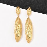 304 Stainless Steel Oval Dangle Stud Earrings, 18K Gold Plated — Costume Jewelry