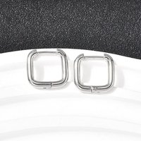 201 Stainless Steel Square Hoop Earrings with Surgical Steel Pins — Hoop Earrings