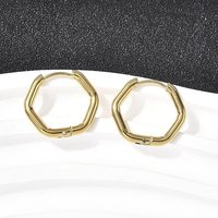 201 Stainless Steel Hexagon Hoop Earrings with 18K Gold Plating — Hoop Earrings