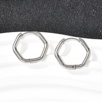 201 Stainless Steel Hexagon Hoop Earrings with Surgical Pins — Hoop Earrings