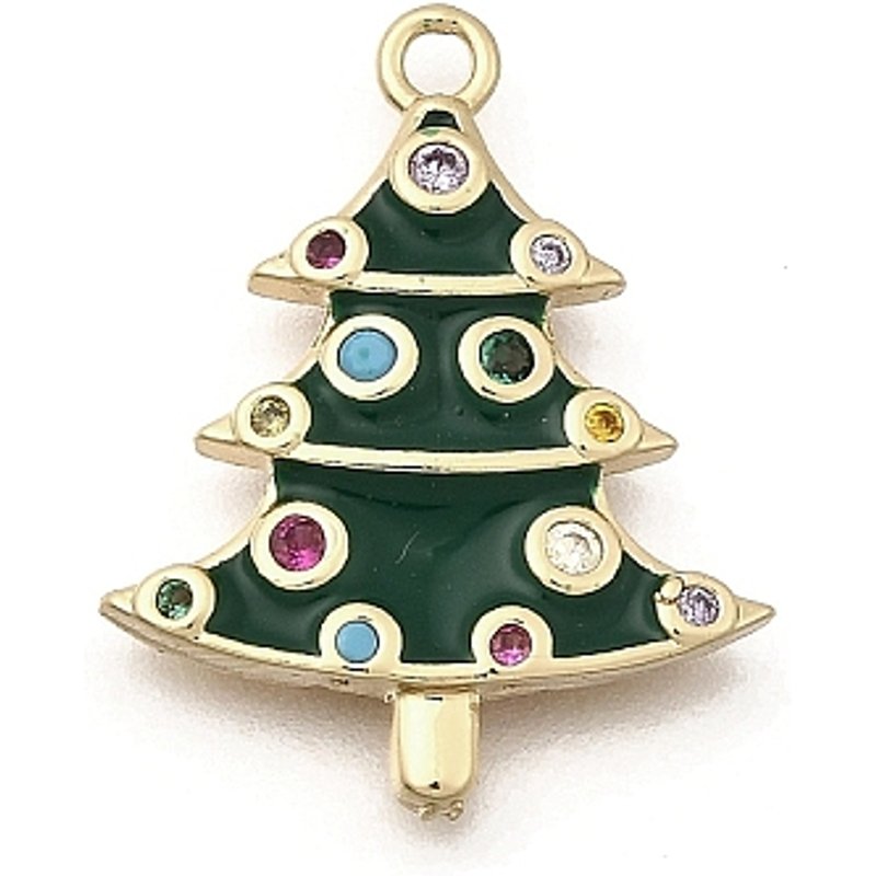 Brass Micro Pave Cubic Zirconia Christmas Tree Pendants — Charms & Pendants