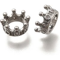 Brass Micro Pave Clear Cubic Zirconia European Beads, Crown