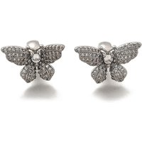 Brass Micro Pave Clear Cubic Zirconia Butterfly European Beads