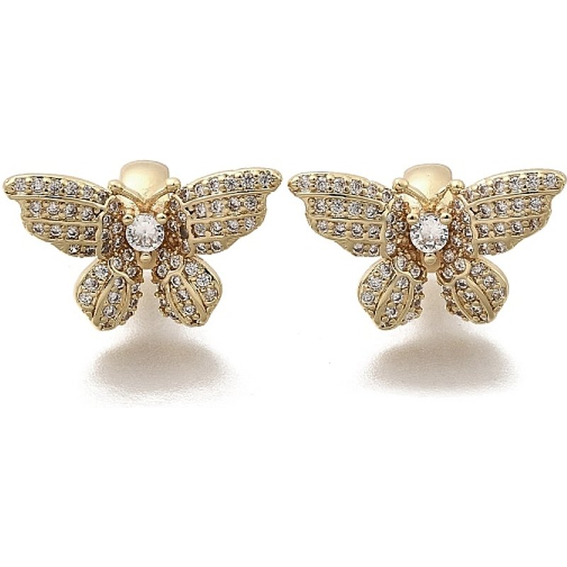 Brass Micro Pave Clear Cubic Zirconia Butterfly European Beads — Jewelry Beads