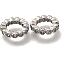 Brass Micro Pave Clear Cubic Zirconia European Beads, Platinum — Jewelry Beads