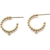 Brass C-Shaped Stud Earring Findings with Loop, 18K Gold Plated — Jewelry Findings
