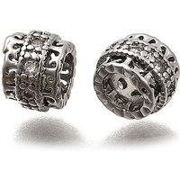 Brass Micro Pave Cubic Zirconia Rondelle Beads, Platinum, 6x4.5mm