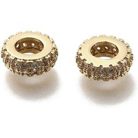 Brass Micro Pave Clear Cubic Zirconia European Beads, 18K Gold Plated — Jewelry Beads